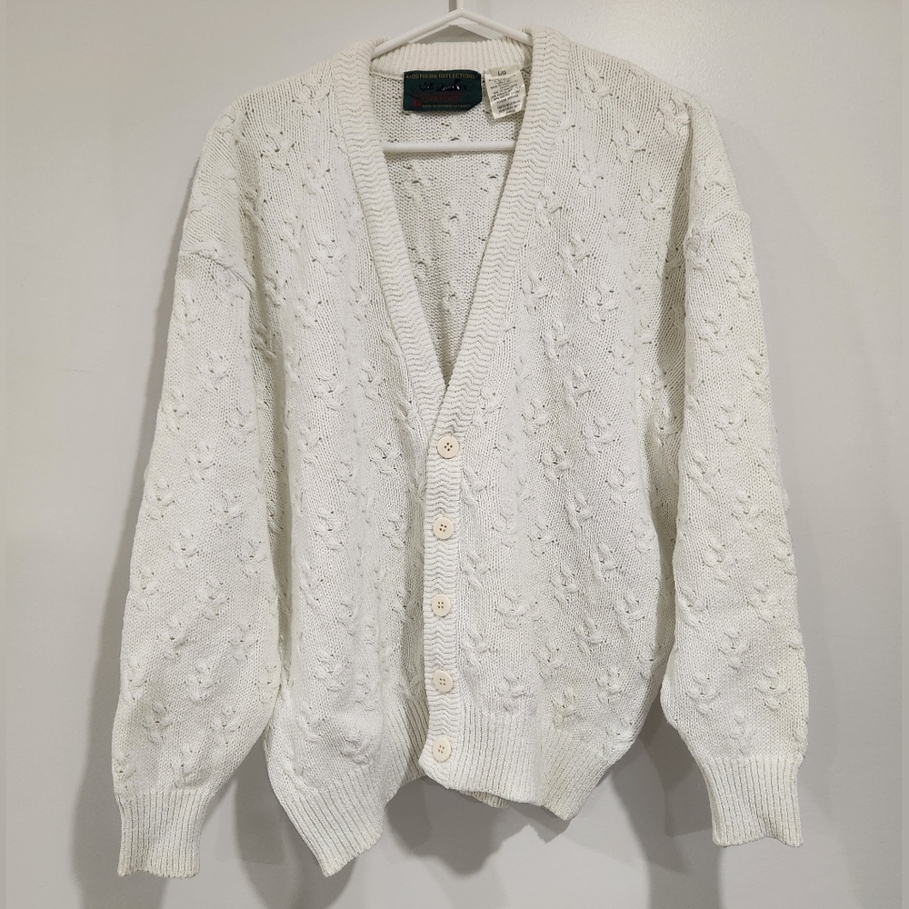 Vintage Northern Reflections By Parkhurst White Knit Cardigan